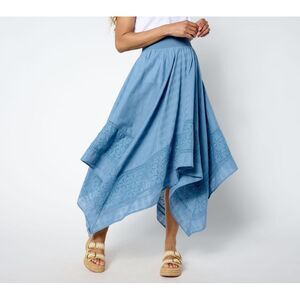 Destination 365 Women's Skirt Sz XL Handkerchief Hem Midi Blue A655241